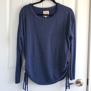 Blue Cozy Rouched Sweater